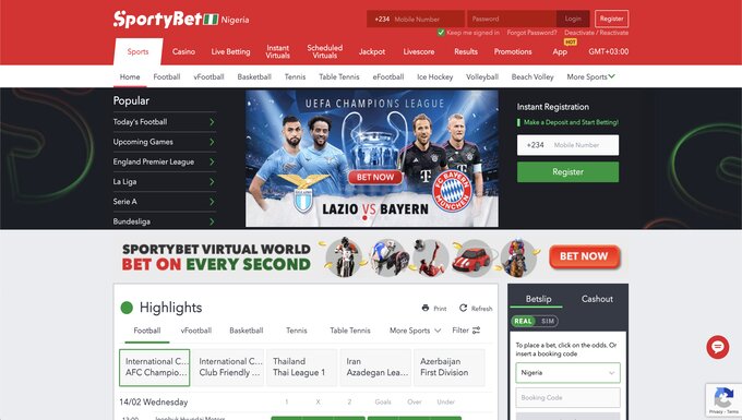 sportybet nigeria homepage